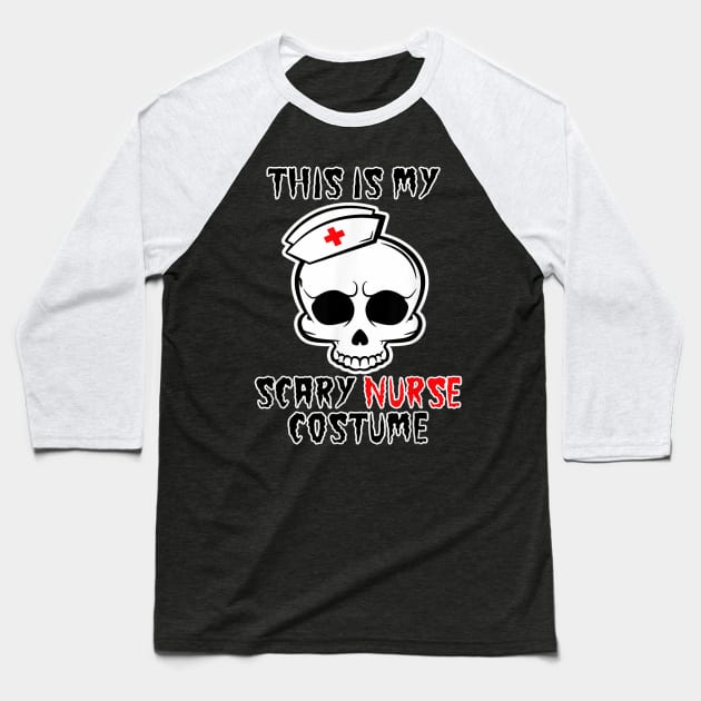 Halloween Scary Nurse Costume Skull Women Girls Gi Baseball T-Shirt by Christyn Evans